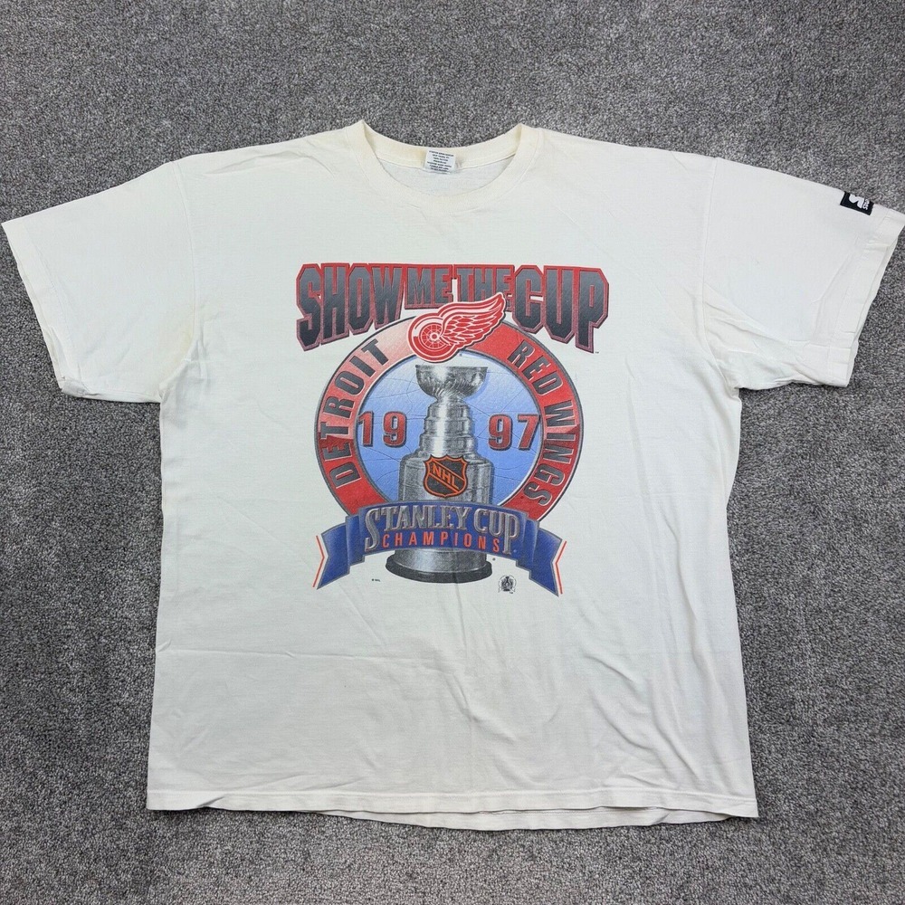 Vintage Detroit Red Wings Shirt Mens XL White Stanley Cup Champions 1997 Starter